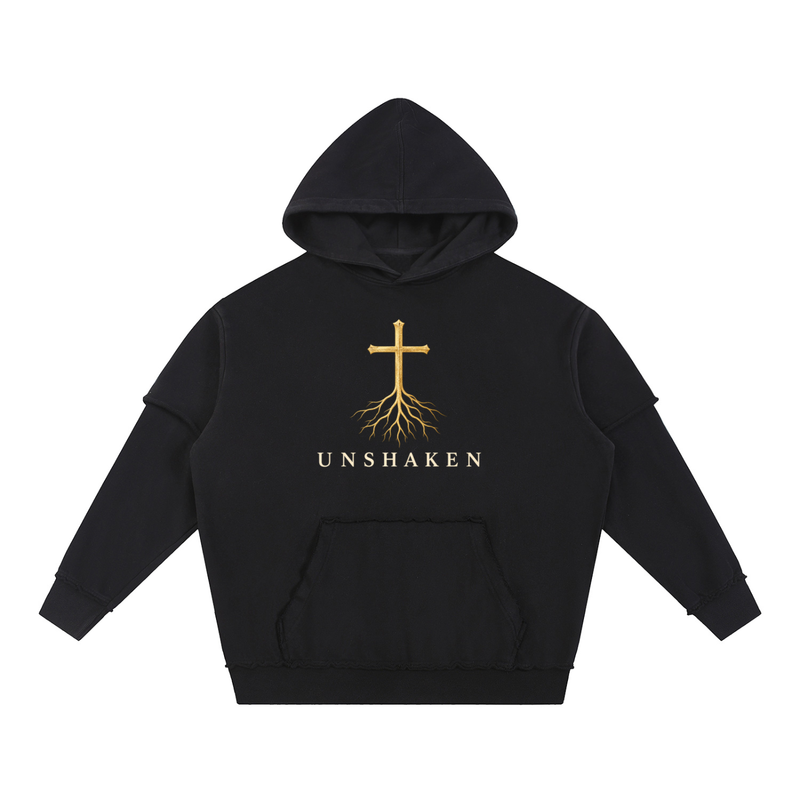 Snow Washed Raw Edge Double Layered Hoodie