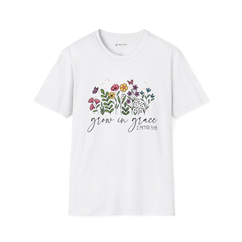 Grow in Grace Floral Christian T-Shirt