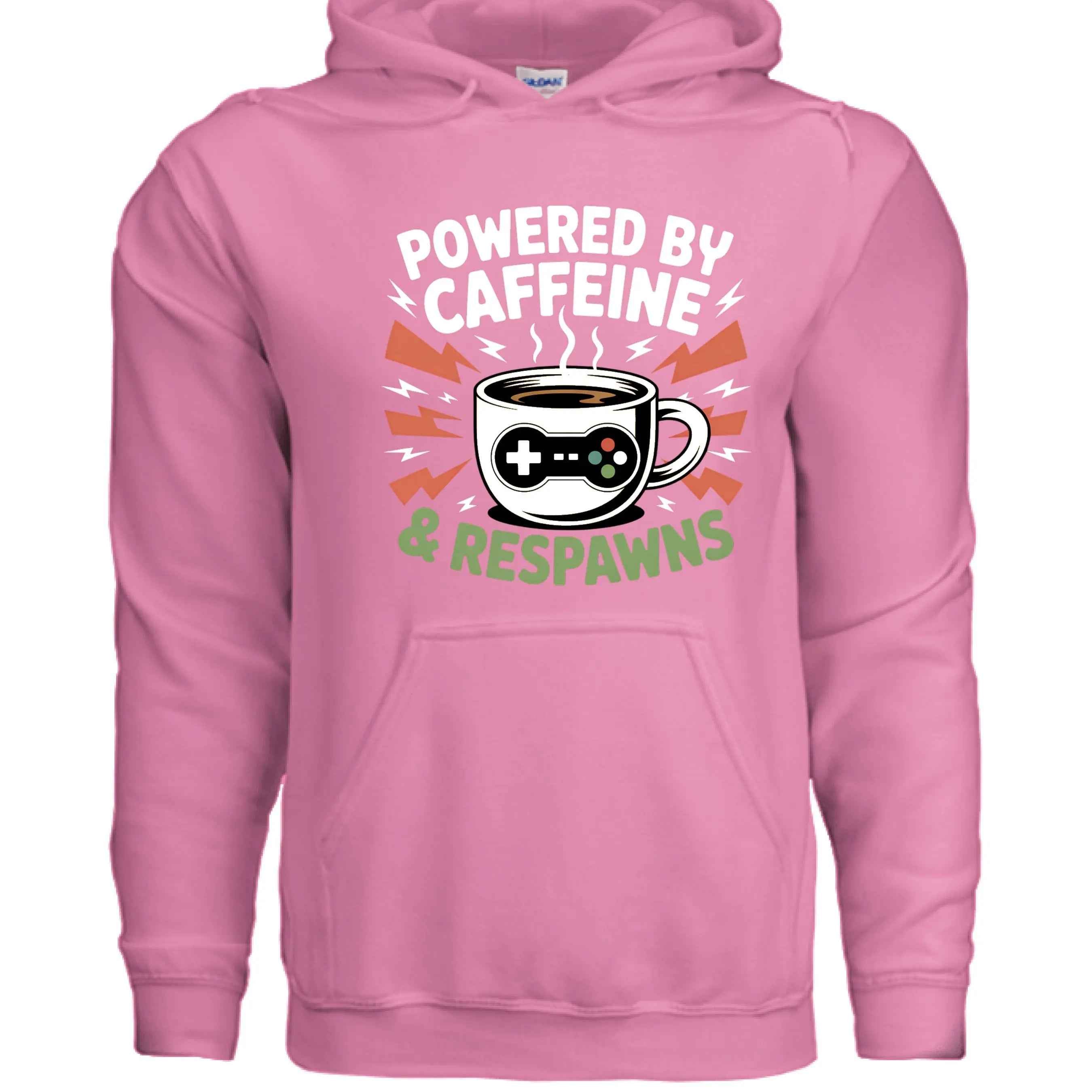 Powered by Caffeine & Respawns Sweatshirt โ Funny Gamer Graphic Sweater