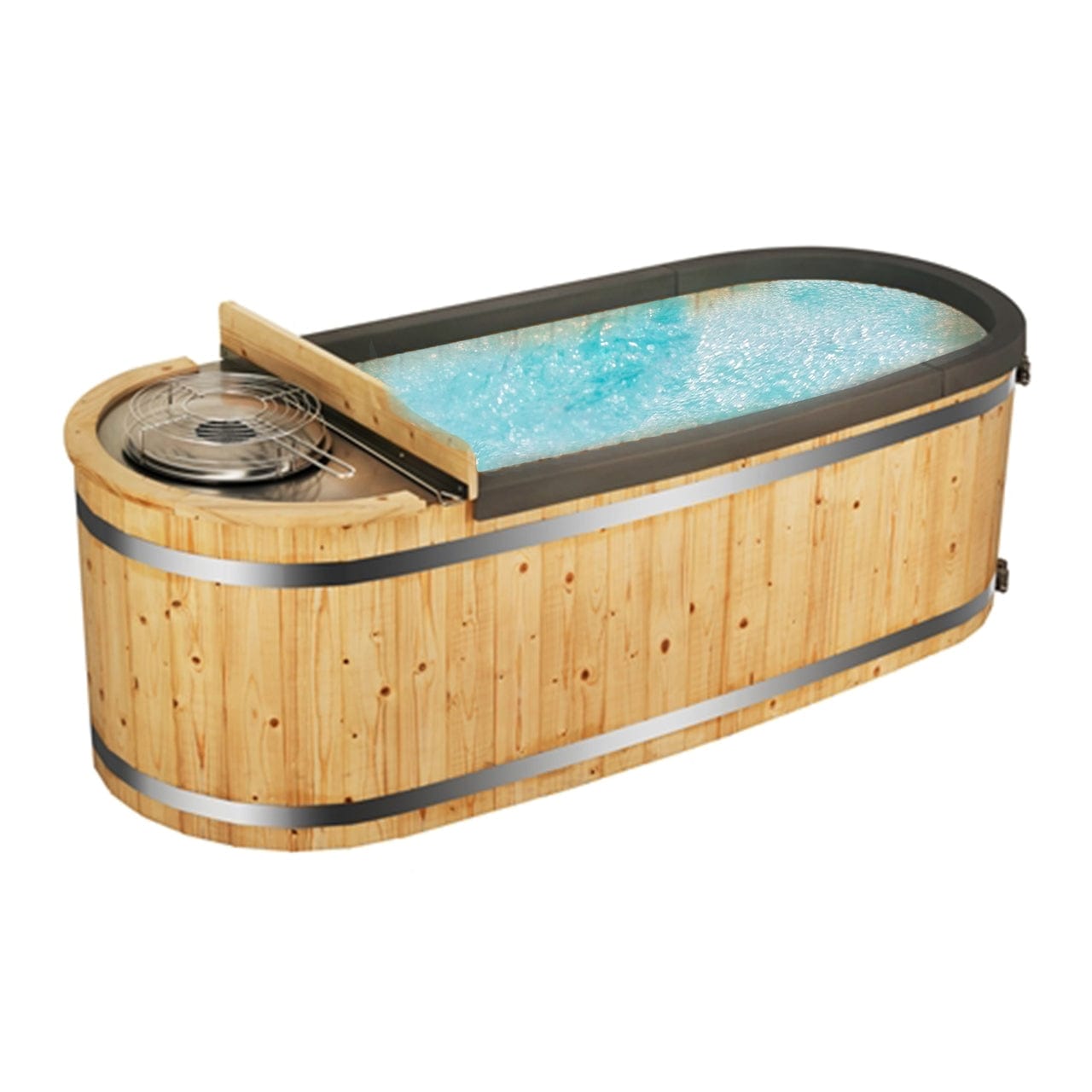 2 Person 132 Gallon Natural Pine Hot Tub with Charcoal Stove by Aleko - Molaix601947033894Hot TubsHT2PIN-AP