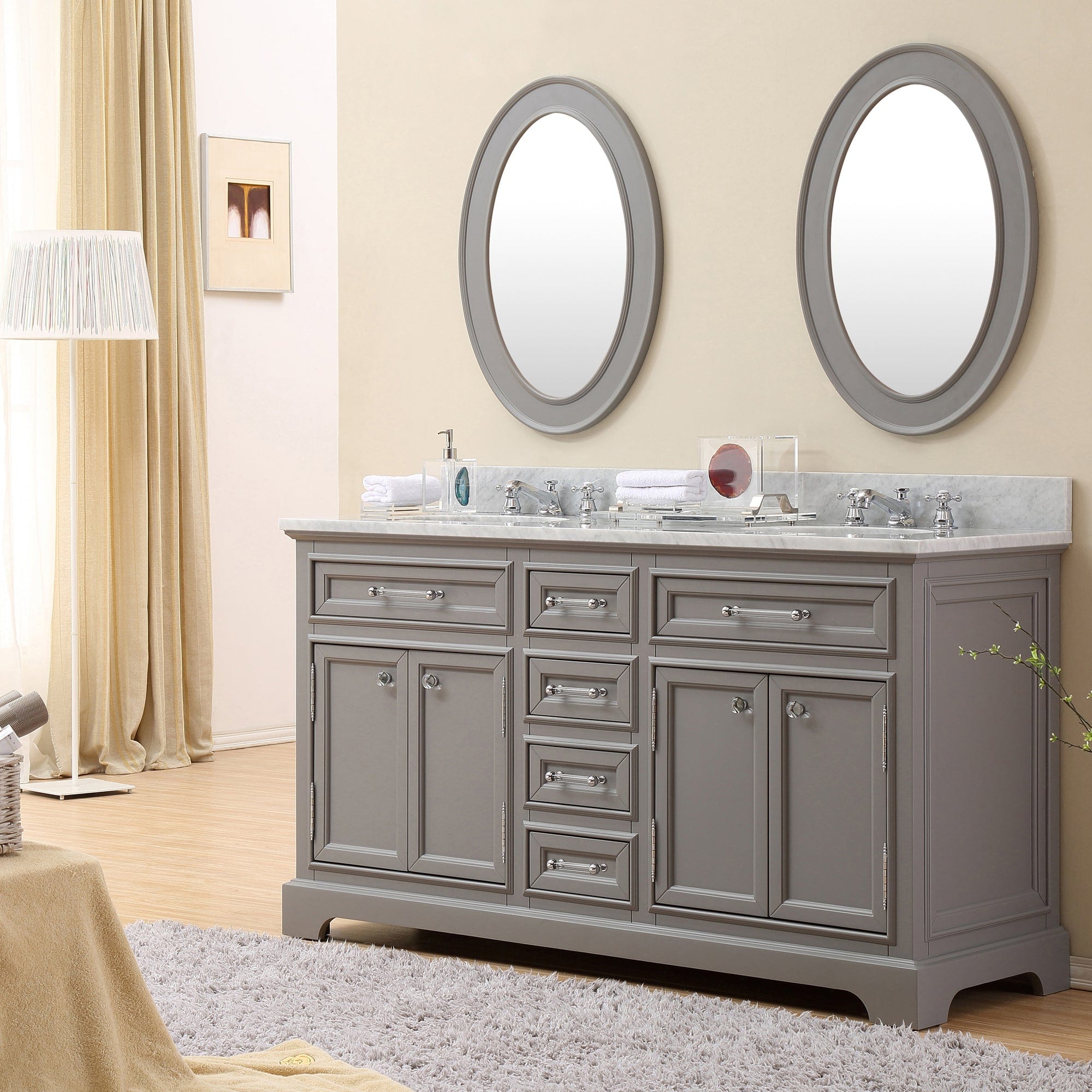 60 Inch Cashmere Grey Double Sink Bathroom Vanity From The Derby Collection - Molaix700621683070Bathroom VanitiesDE60CW01CG-000000000