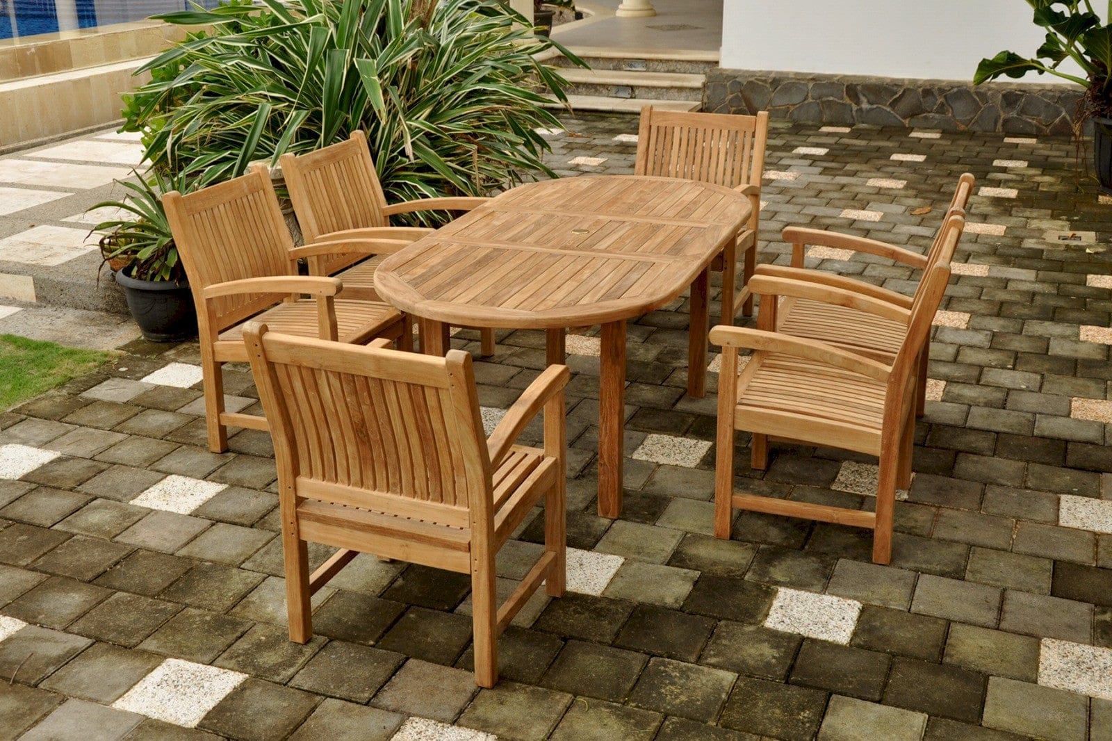 Bahama Sahara 7-Pieces 78" Oval Dining Set - Molaix82045294330BahamaSet-83