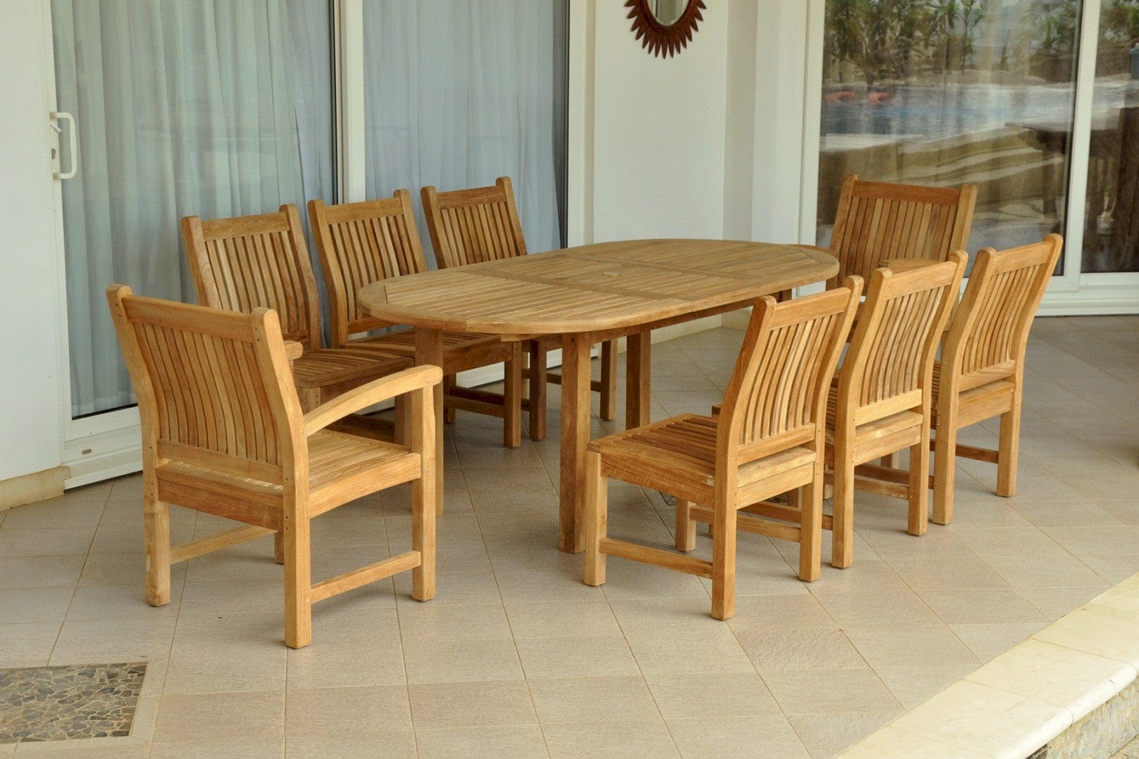 Bahama Sahara 9-Pieces 78" Oval Dining Set - Molaix82045294347BahamaSet-84