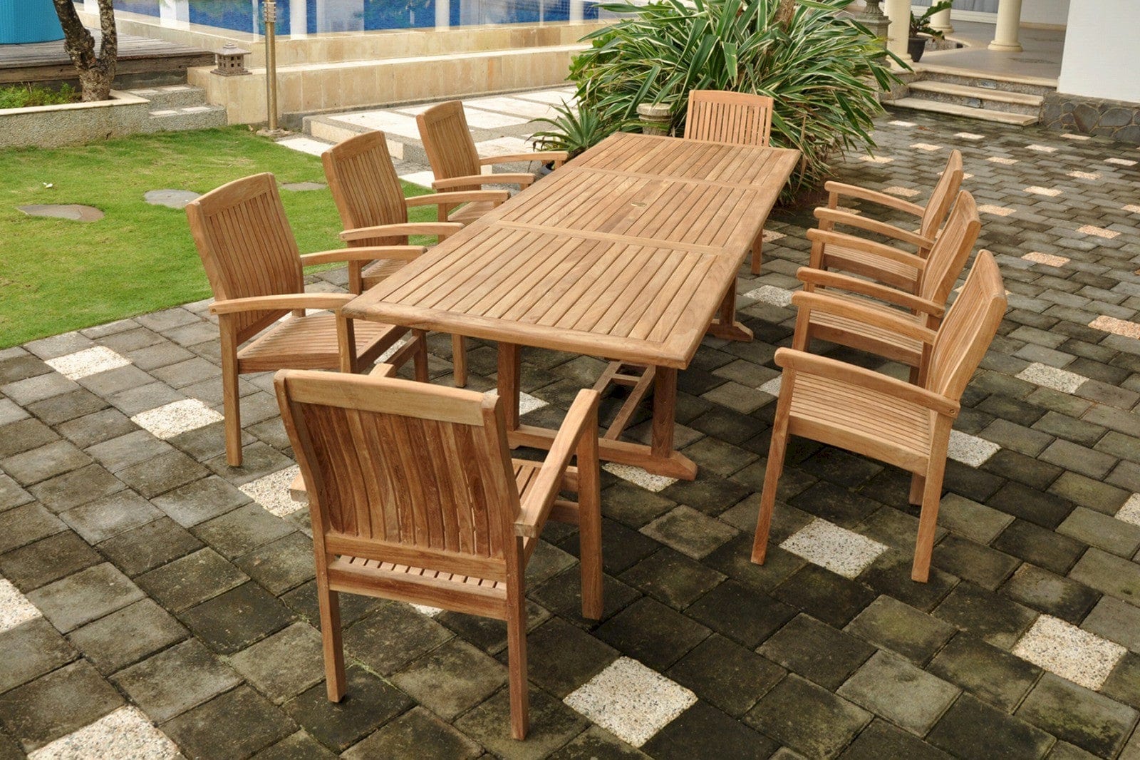 Bahama Stackable Sahara 9-Pieces Rectangular Dining Set A - Molaix82045294279BahamaSet-77