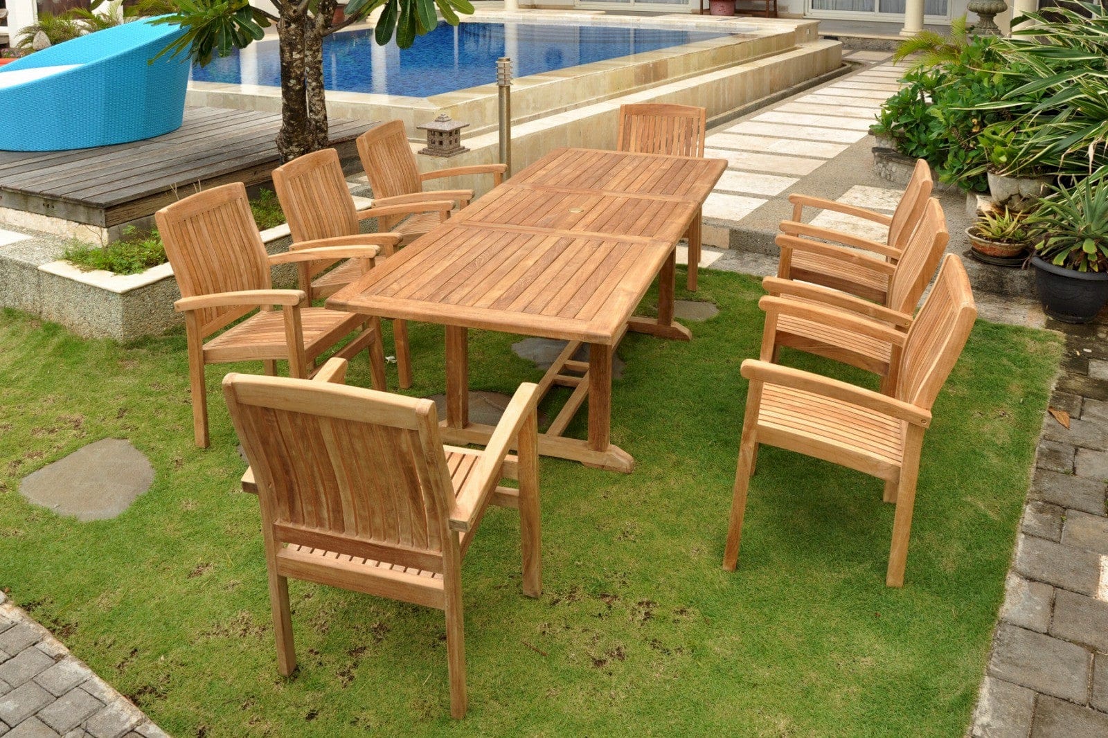 Bahama Stackable Sahara 9-Pieces Rectangular Dining Set B - Molaix82045294309BahamaSet-80