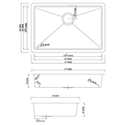 Builders Collection 18g Micro Radius 30″ x 18″ Single Bowl Undermount Stainless Steel Kitchen Sink - GSM-3018ADA - Molaix601946608284Kitchen SinksGSM-3018ADA