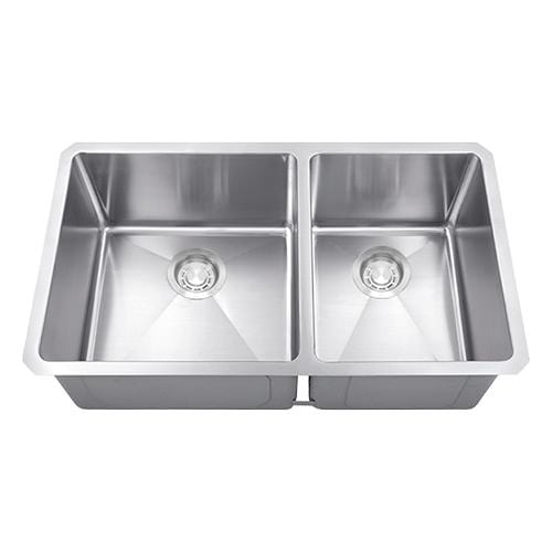 Builders Collection 18g Micro Radius 60/40 Double Bowl Undermount Stainless Steel Kitchen Sink - GSM-6040 - Molaix601946608321Kitchen SinksGSM-6040