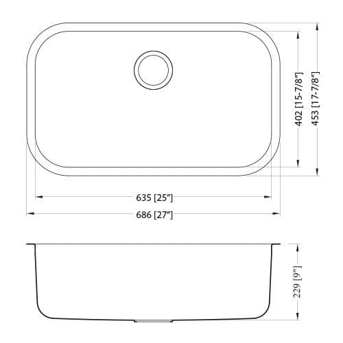 Builders Collection 18g Standard Radius 27×18 Single Bowl Undermount Stainless Steel Kitchen Sink - GSR-18-2718 - Molaix601946608406Kitchen SinksGSR-18-2718