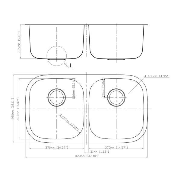 Builders Collection 18g Standard Radius 50/50 Double Bowl Undermount Stainless Steel Kitchen Sink - GSR-18-5050 - Molaix601947033887Kitchen SinksGSR-18-5050