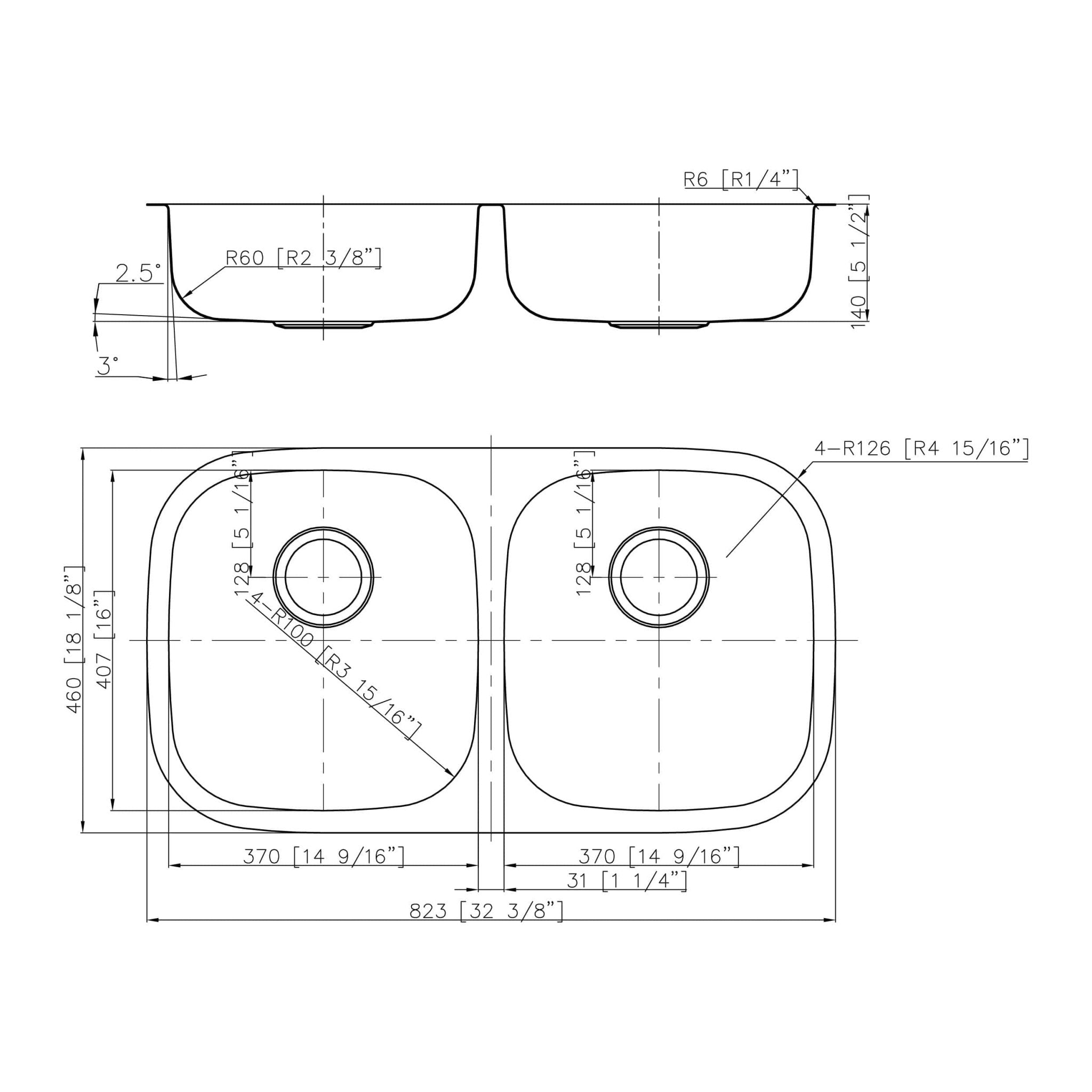 Builders Collection 18g Standard Radius 50/50 Double Bowl Undermount Stainless Steel Kitchen Sink - GSR-18-5050ADA - Molaix601946608482Kitchen SinksGSR-18-5050ADA