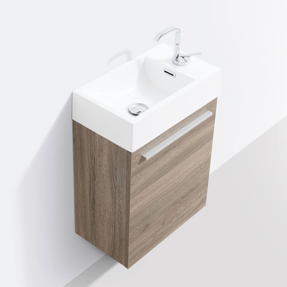 Colmar - 18 Inch Vanity with Acrylic Sink - Cart Oak - Molaix842708122444Colmar004 18 06 A