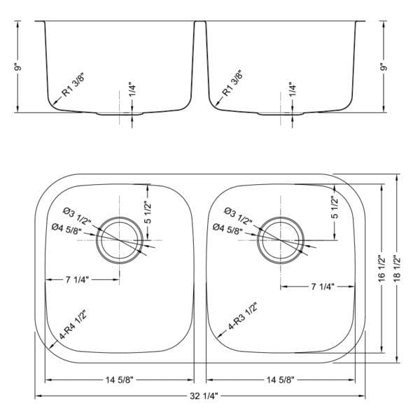 Dakota Signature 50/50 Double Bowl 32.25" Kitchen Sink w/ Grids - DSR-5050 - Molaix601946607287Kitchen SinksDSR-5050
