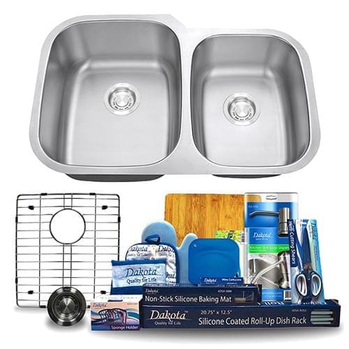 Dakota Signature 60/40 Double Bowl 32" Kitchen Sink w/ Grids - DSR-6040 - Molaix601946607294Kitchen SinksDSR-6040