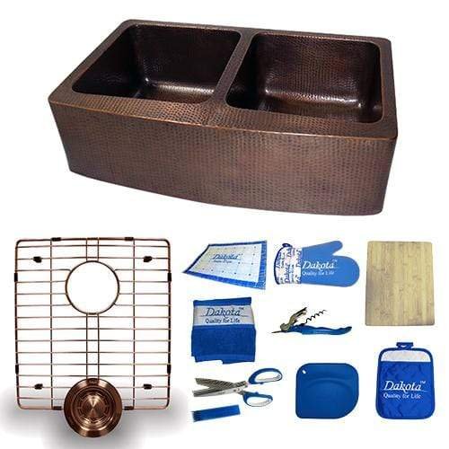 Dakota Signature Handmade Copper Kitchen Sink Double Bowl Apron Front 50/50 - DSE-HCA5050 - Molaix601946607508Kitchen SinksDSE-HCA5050
