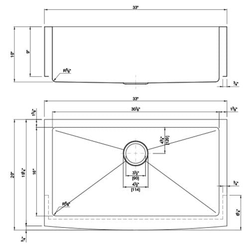 Dakota Signature Micro Radius Apron Front Single Bowl 33″ w/ Grids - DSM-A3320 - Molaix601946607584Kitchen SinksDSM-A3320