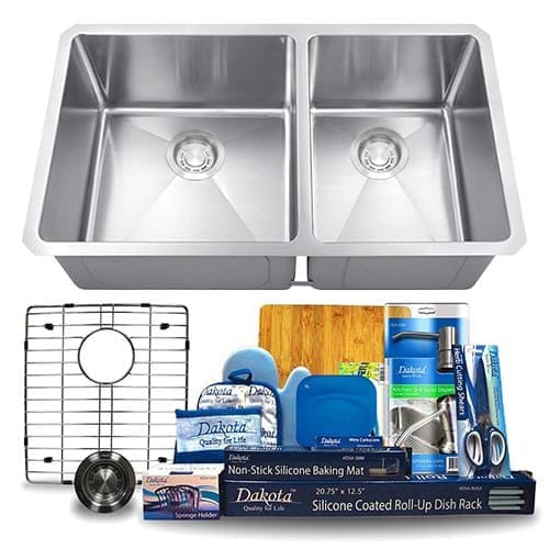 Dakota Signature Micro Radius Double Bowl 60/40 32″ w/ Grids - DSM-6040 - Molaix601946607591Kitchen SinksDSM-6040
