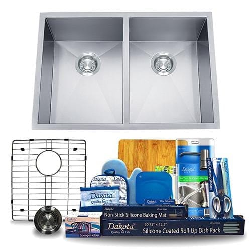 Dakota Signature Zero Radius 16g 50/50 32″x18″ w/ Grids - DSZ-5050 - Molaix601946607928Kitchen SinksDSZ-5050
