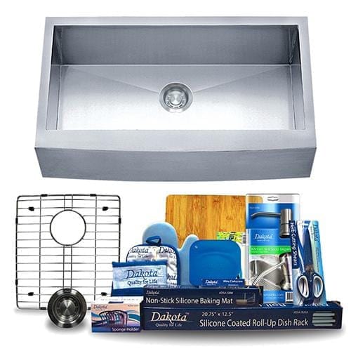 Dakota Signature Zero Radius Apron Front Single Bowl 33″ Kitchen Sink with Grids - DSZ-A3320 - Molaix601946608024Kitchen SinksDSZ-A3320