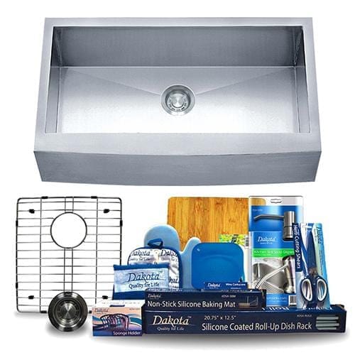 Dakota Signature Zero Radius Apron Front Single Bowl 36″ Kitchen Sink with Grids - DSZ-A3620 - Molaix601946608031Kitchen SinksDSZ-A3620