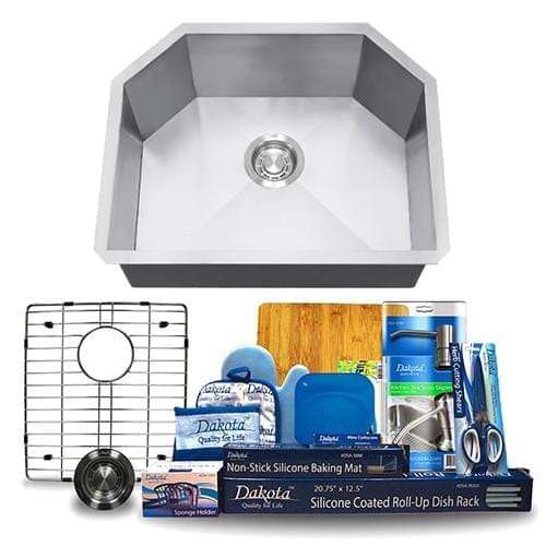 Dakota Signature Zero Radius Single Bowl 23″ Kitchen Sink w/ Grid - DSZ-2321 - Molaix601946608086Kitchen SinksDSZ-2321