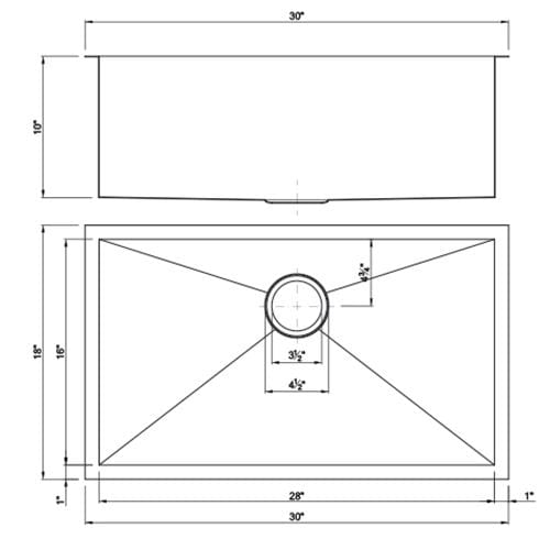 Dakota Signature Zero Radius Single Bowl 30″ Kitchen Sink w/ grid - DSZ-3018 - Molaix601946608093Kitchen SinksDSZ-3018
