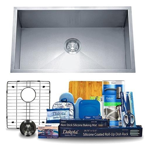 Dakota Signature Zero Radius Single Bowl 30″ Kitchen Sink w/ grid - DSZ-3018 - Molaix601946608093Kitchen SinksDSZ-3018