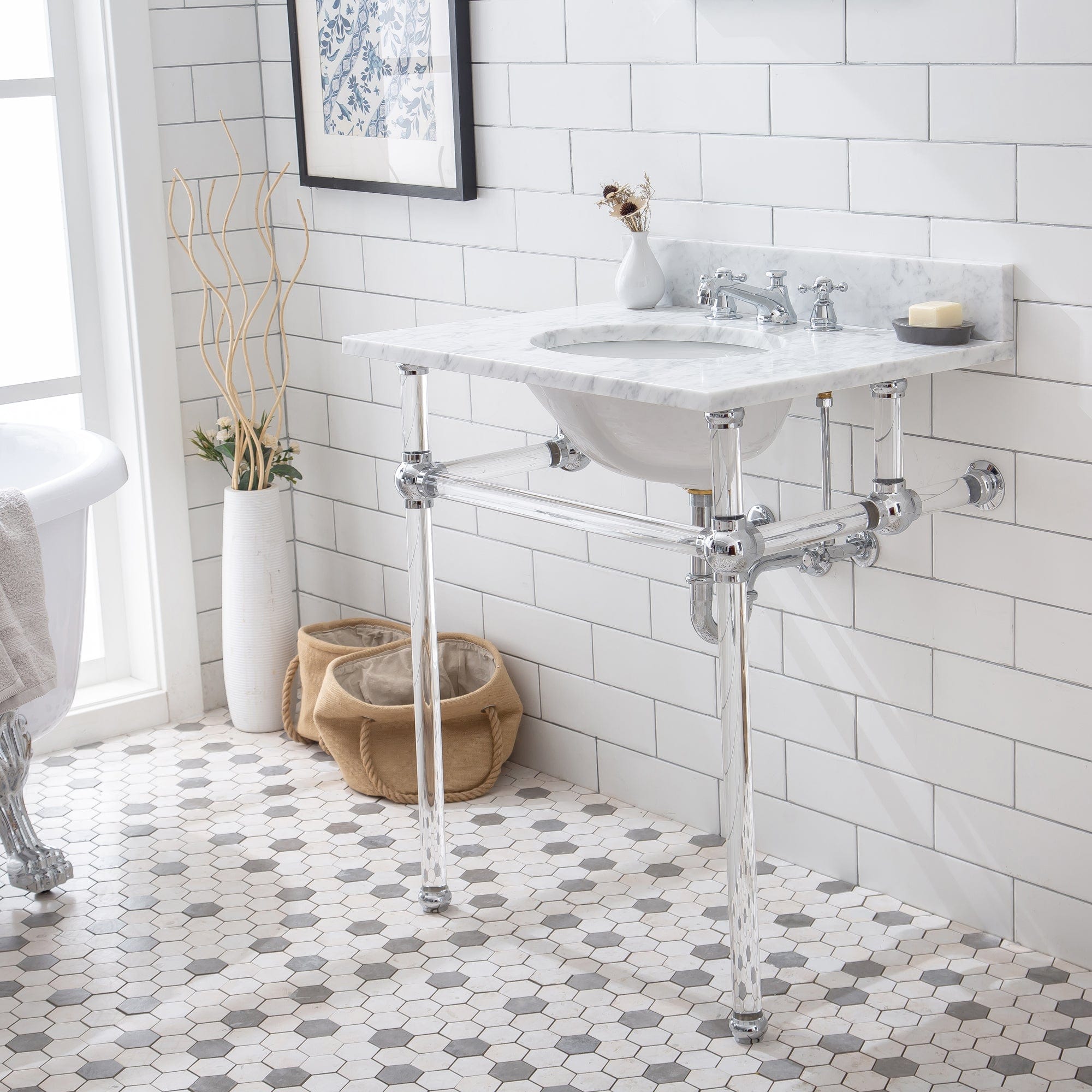 Empire 30 Inch Wide Single Wash Stand, P-Trap, and Counter Top with Basin included in Chrome Finish - Molaix732030762558EP30C-0100