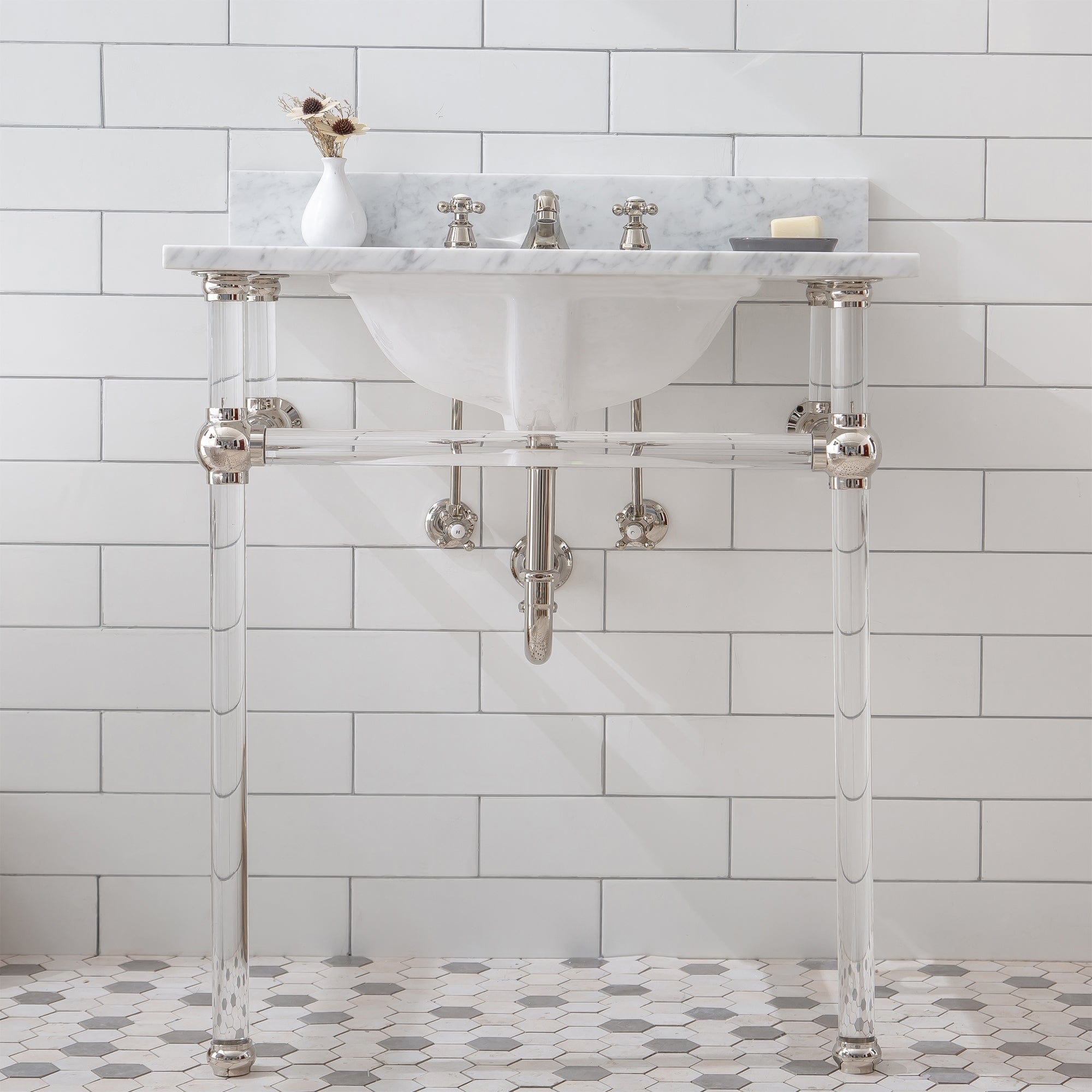 Empire 30 Inch Wide Single Wash Stand, P-Trap, and Counter Top with Basin included in Polished Nickel (PVD) Finish - Molaix732030762565EP30C-0500