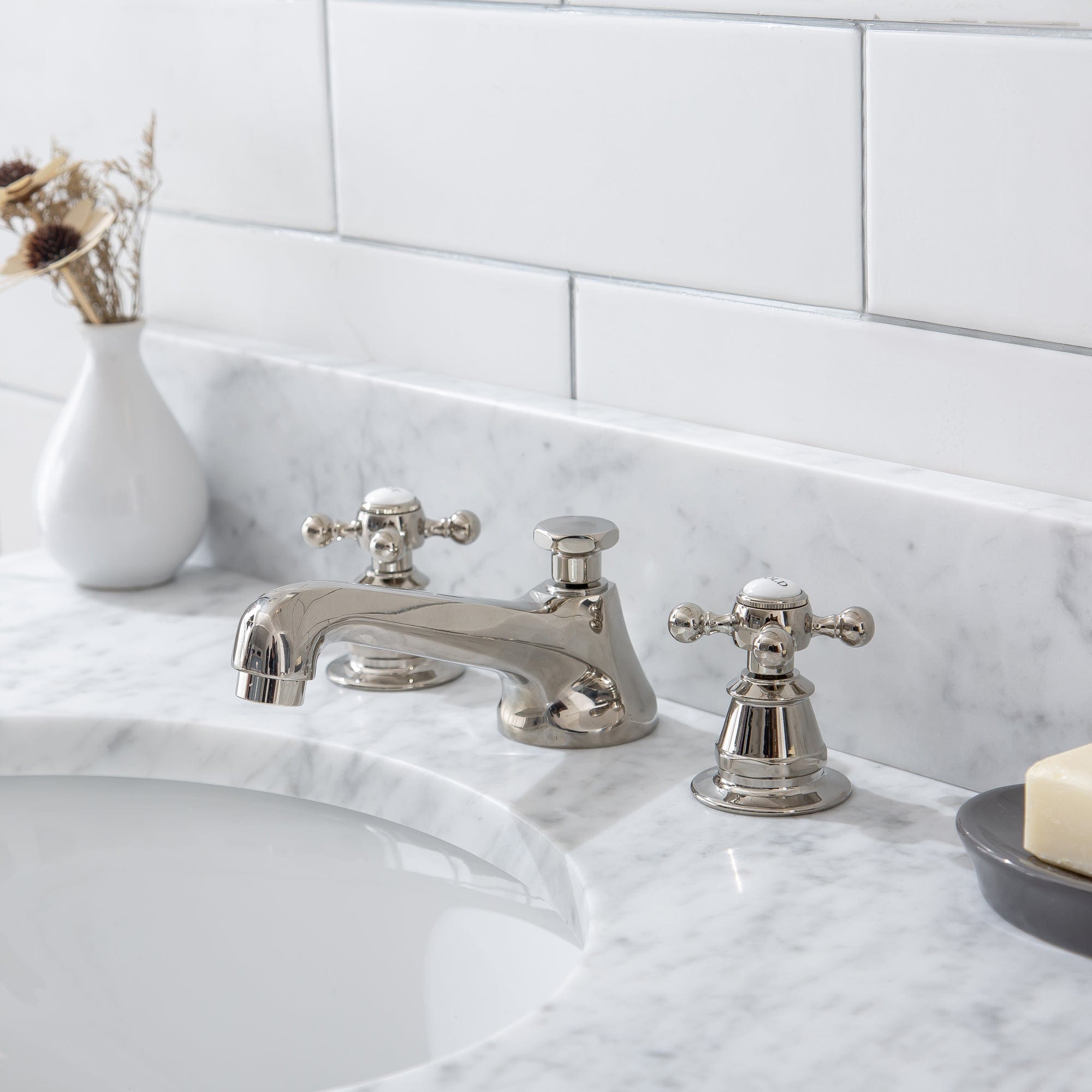 Empire 30 Inch Wide Single Wash Stand, P-Trap, Counter Top with Basin, and F2-0009 Faucet included in Polished Nickel (PVD) Finish - Molaix732030762619EP30D-0509