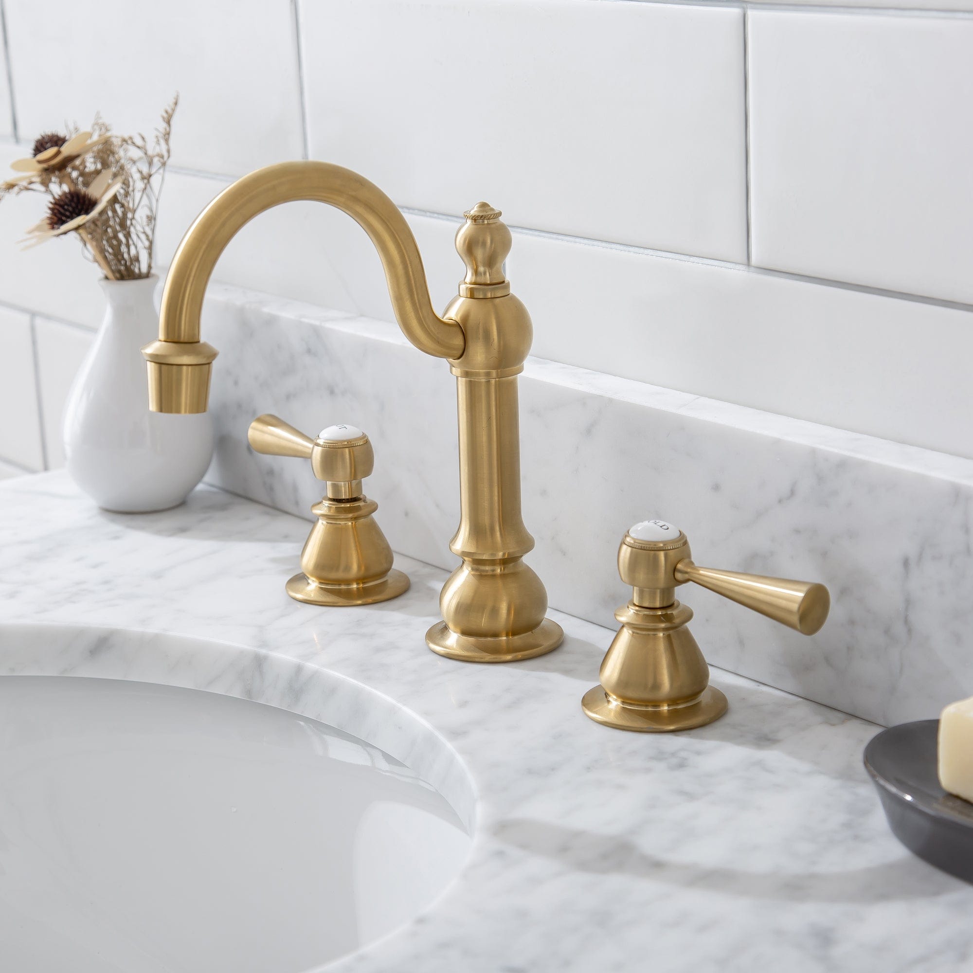 Empire 30 Inch Wide Single Wash Stand, P-Trap, Counter Top with Basin, and F2-0012 Faucet included in Satin Gold Finish - Molaix732030762640EP30D-0612