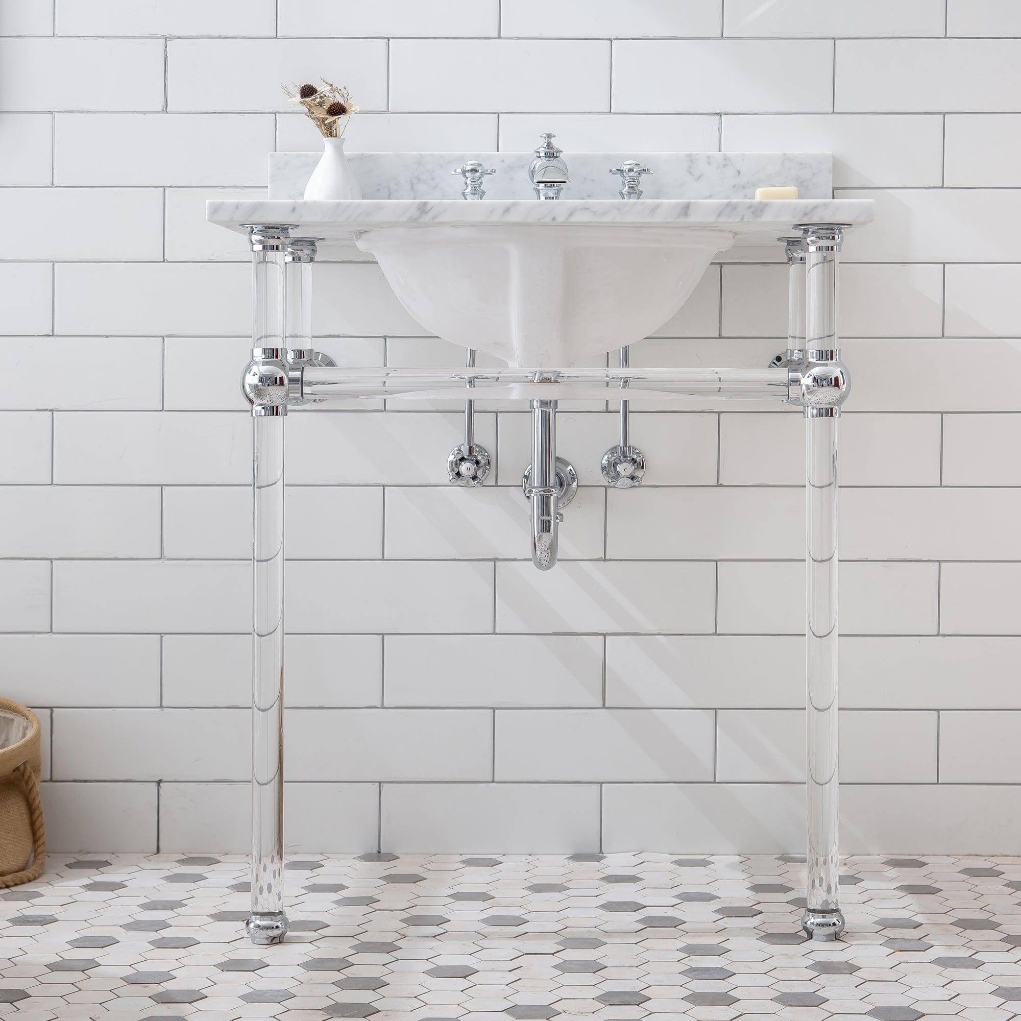 Empire 30 Inch Wide Single Wash Stand, P-Trap, Counter Top with Basin, and F2-0013 Faucet included in Chrome Finish - Molaix732030762602EP30D-0113