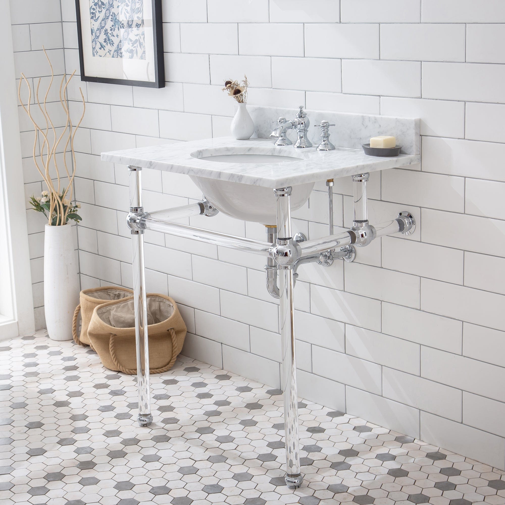 Empire 30 Inch Wide Single Wash Stand, P-Trap, Counter Top with Basin, and F2-0013 Faucet included in Chrome Finish - Molaix732030762602EP30D-0113