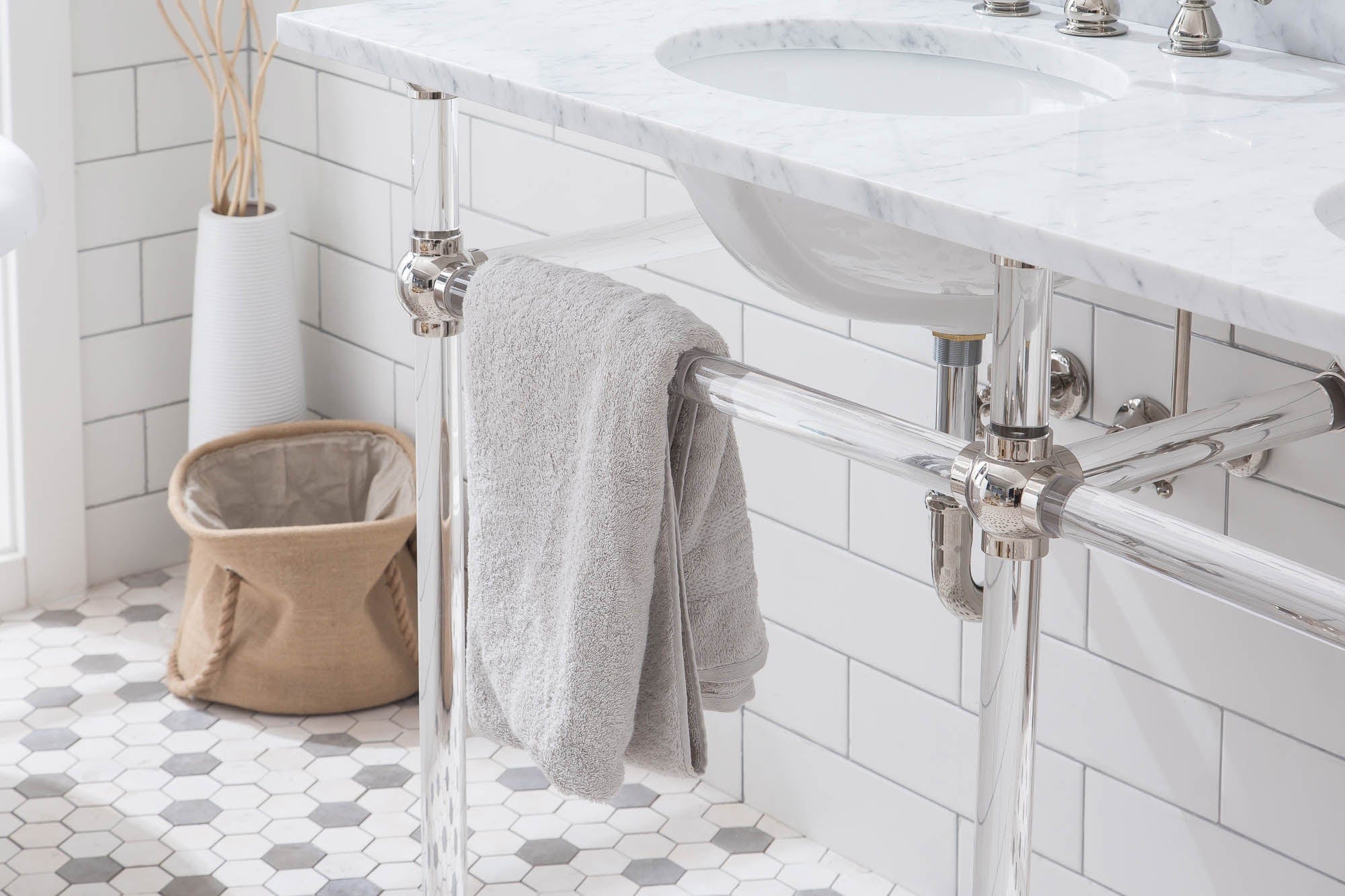 Empire 60 Inch Wide Double Wash Stand and P-Trap included in Polished Nickel (PVD) Finish - Molaix732030762787EP60B-0500