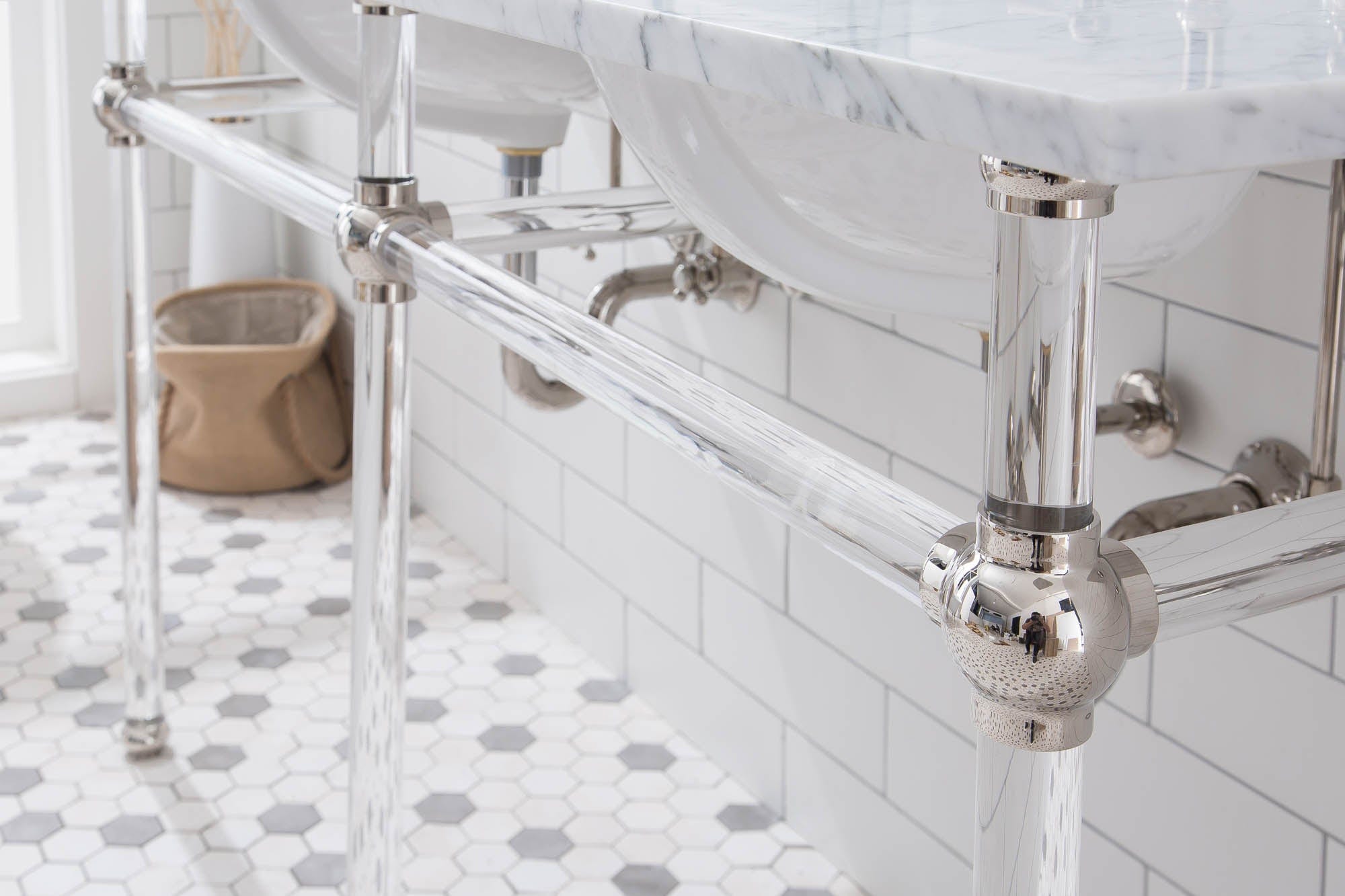 Empire 60 Inch Wide Double Wash Stand and P-Trap included in Polished Nickel (PVD) Finish - Molaix732030762787EP60B-0500