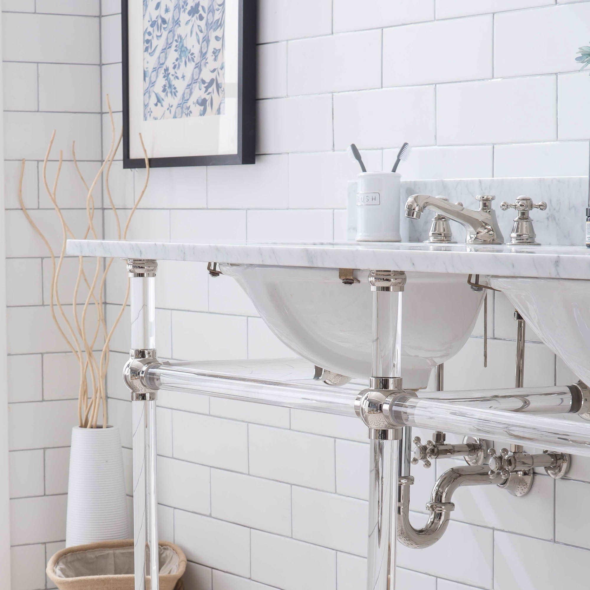 Empire 60 Inch Wide Double Wash Stand and P-Trap included in Polished Nickel (PVD) Finish - Molaix732030762787EP60B-0500