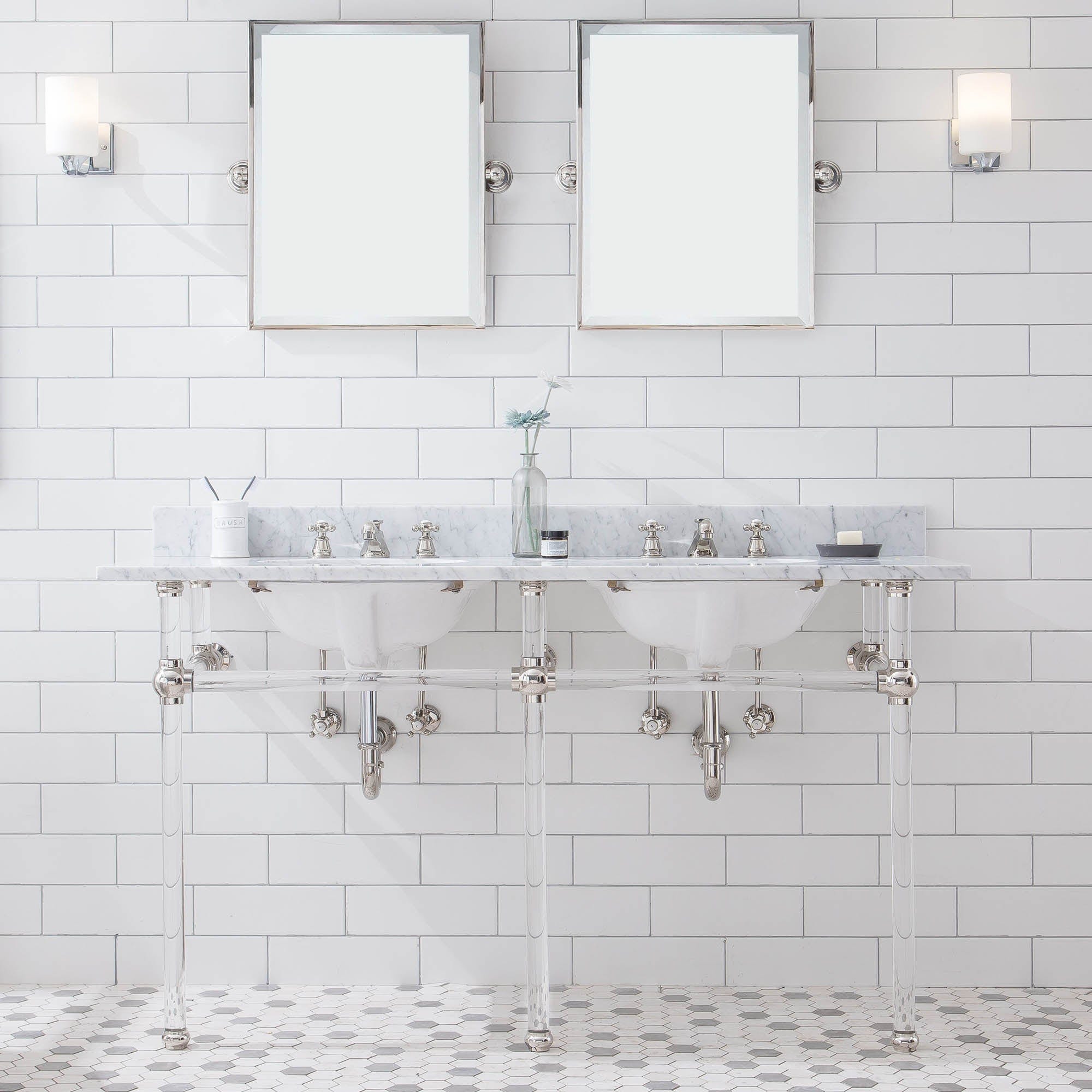 Empire 60 Inch Wide Double Wash Stand and P-Trap included in Polished Nickel (PVD) Finish - Molaix732030762787EP60B-0500