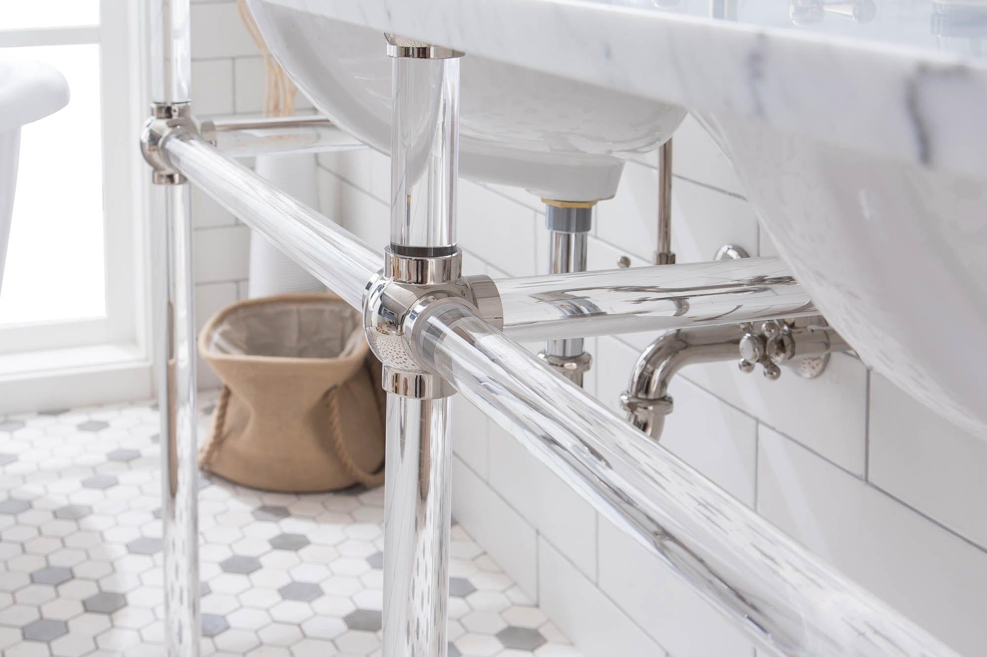 Empire 60 Inch Wide Double Wash Stand and P-Trap included in Polished Nickel (PVD) Finish - Molaix732030762787EP60B-0500