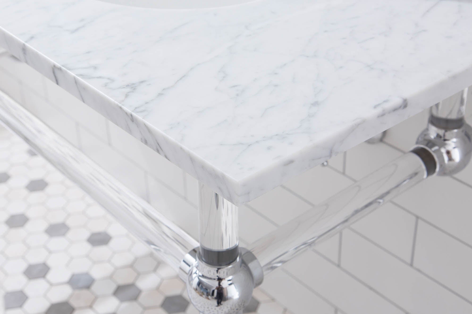 Empire 60 Inch Wide Double Wash Stand, P-Trap, and Counter Top with Basin included in Chrome Finish - Molaix732030762800EP60C-0100