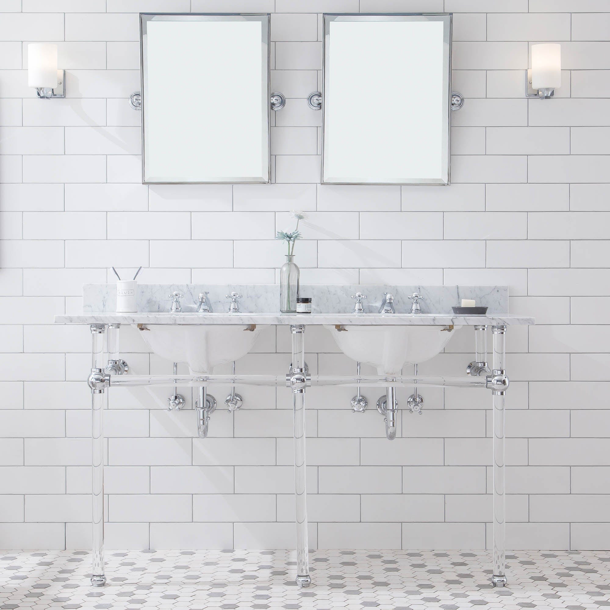 Empire 60 Inch Wide Double Wash Stand, P-Trap, and Counter Top with Basin included in Chrome Finish - Molaix732030762800EP60C-0100