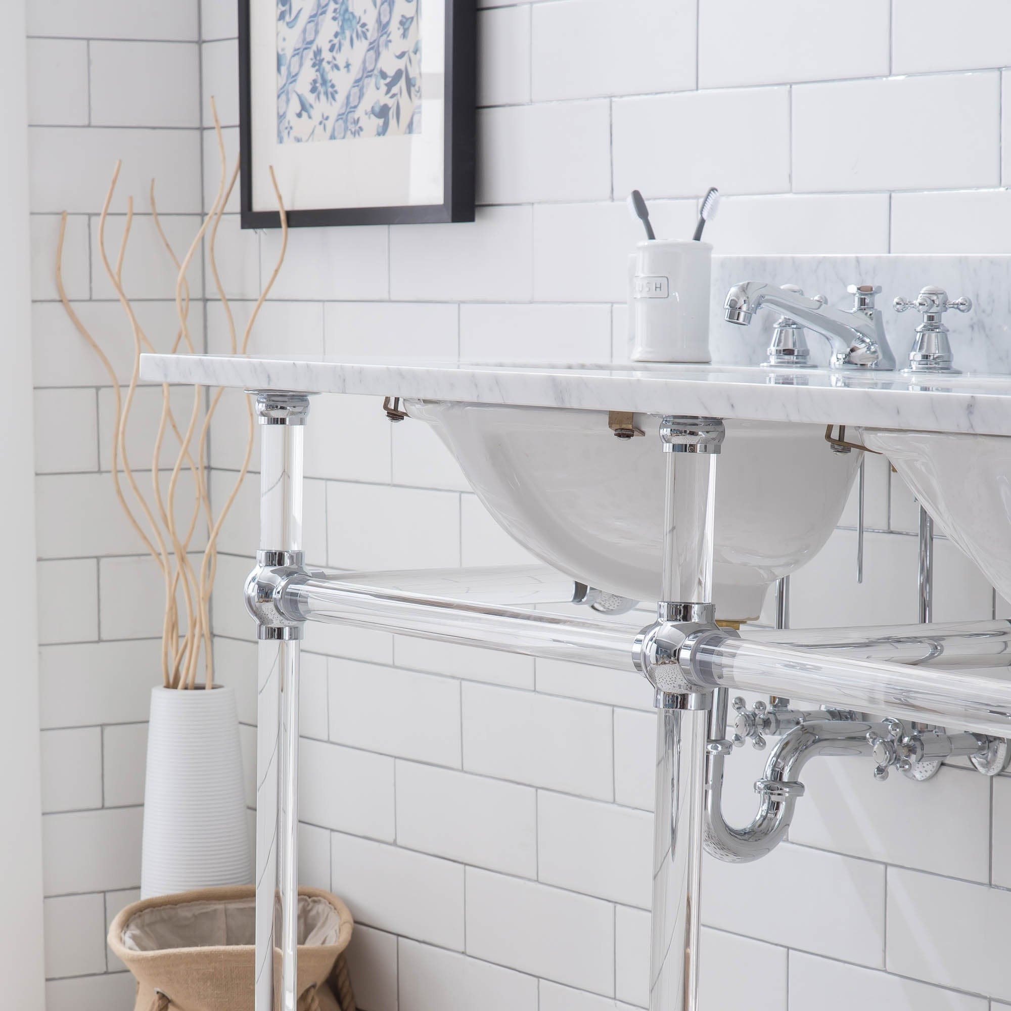 Empire 60 Inch Wide Double Wash Stand, P-Trap, and Counter Top with Basin included in Chrome Finish - Molaix732030762800EP60C-0100