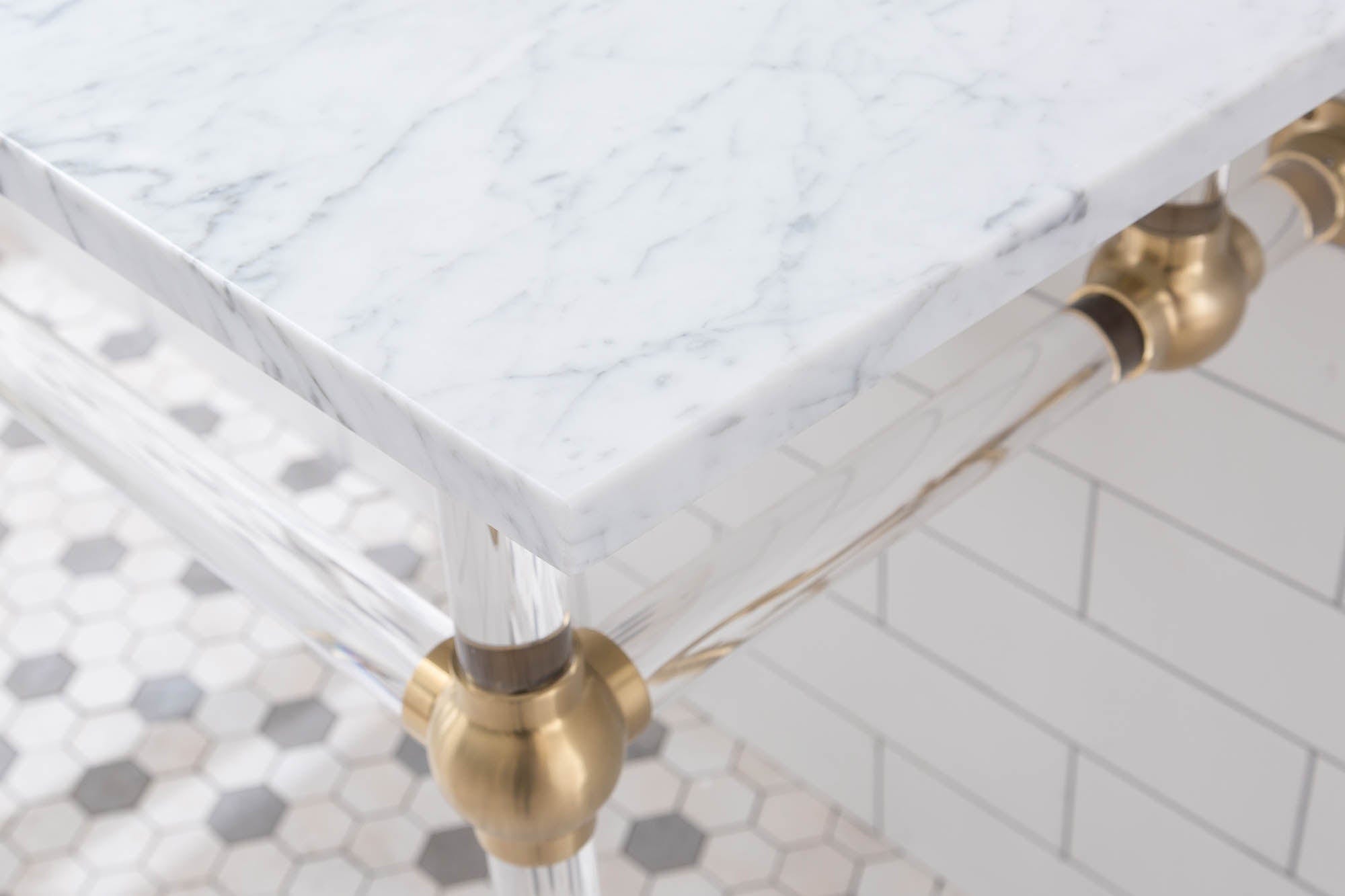 Empire 60 Inch Wide Double Wash Stand, P-Trap, and Counter Top with Basin included in Satin Gold Finish - Molaix732030762824EP60C-0600