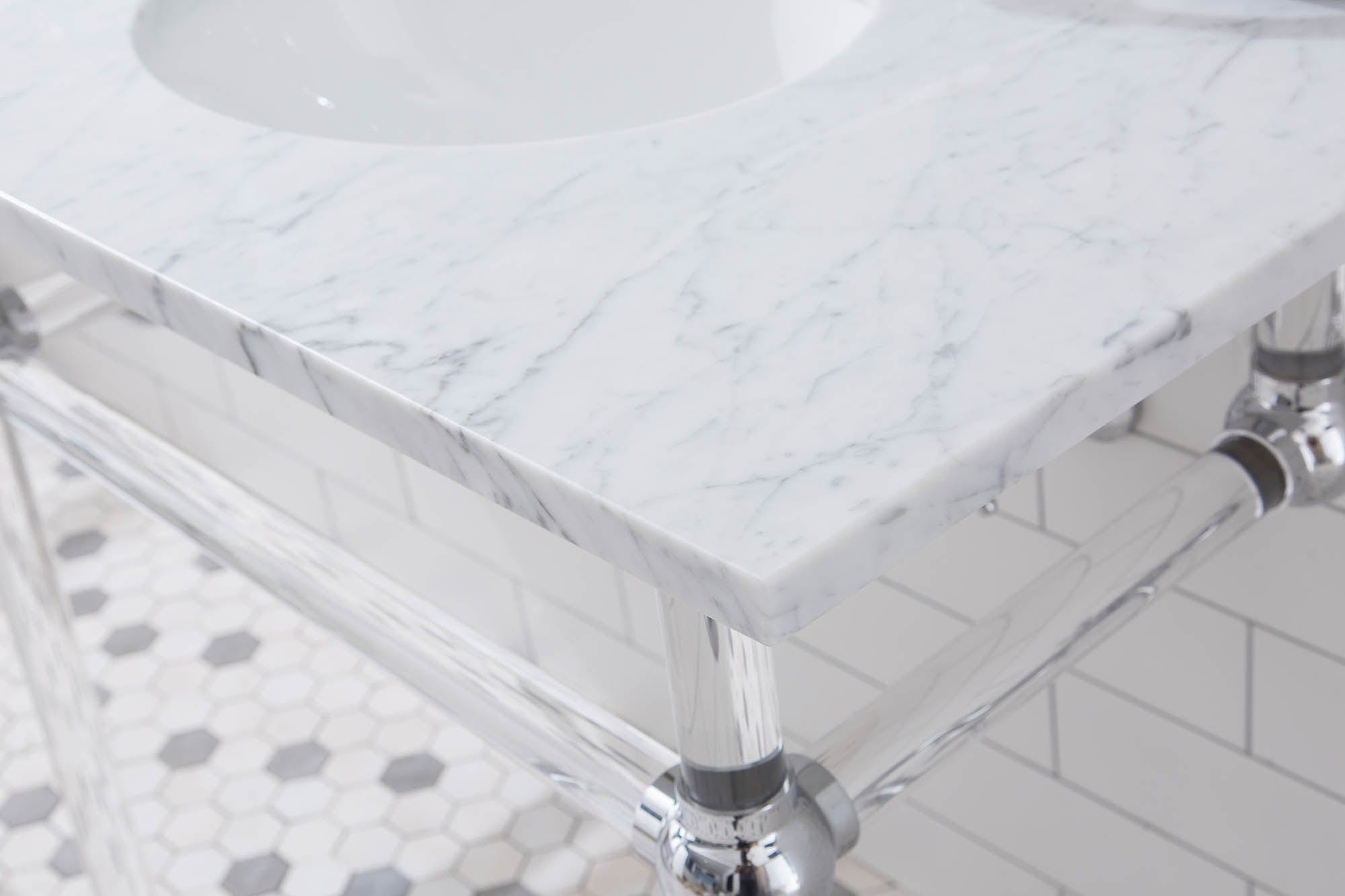 Empire 60 Inch Wide Double Wash Stand, P-Trap, Counter Top with Basin, and F2-0013 Faucet included in Chrome Finish - Molaix732030762855EP60D-0113
