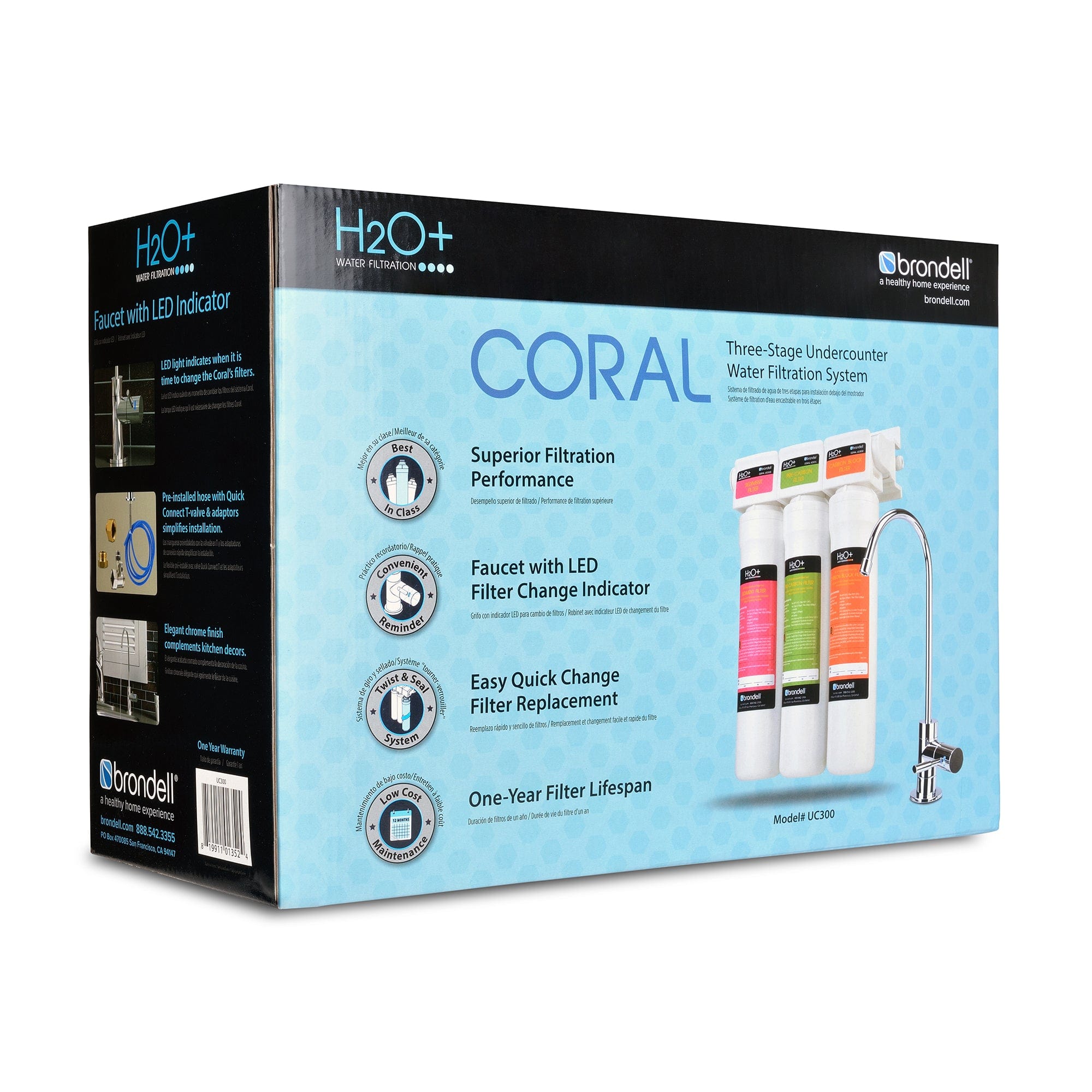 H2O+ Coral Three-Stage Undercounter Water Filtration System UC300 - Molaix - Molaix819911013524H2O+ UNDERCOUNTERUC300