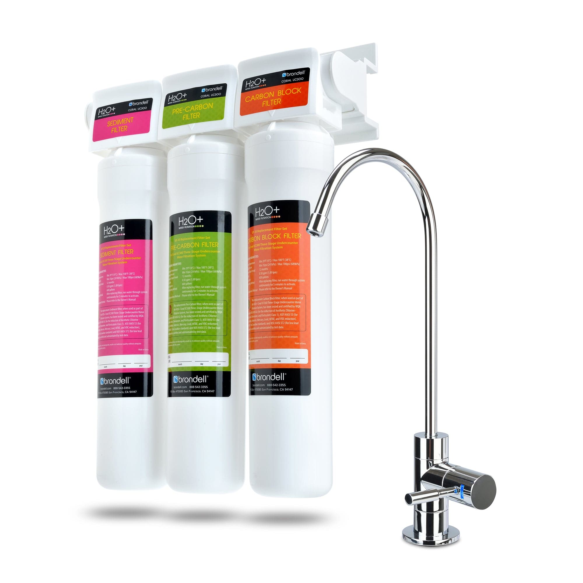 H2O+ Coral Three-Stage Undercounter Water Filtration System UC300 