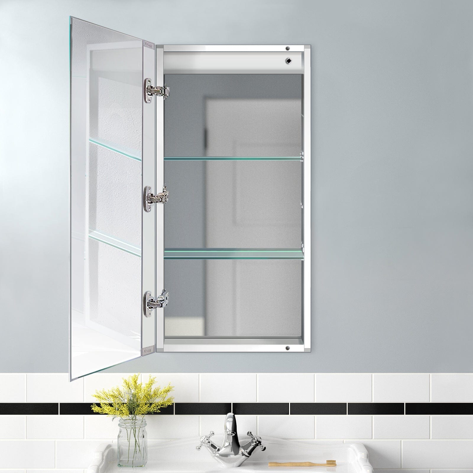 Kinetic 15" x 30" Left LED Medicine Cabinet w/Dimmer & Defogger - Molaix - Molaix850003475653Lighted Medicine Cabinet,RectangleKINETIC1530L