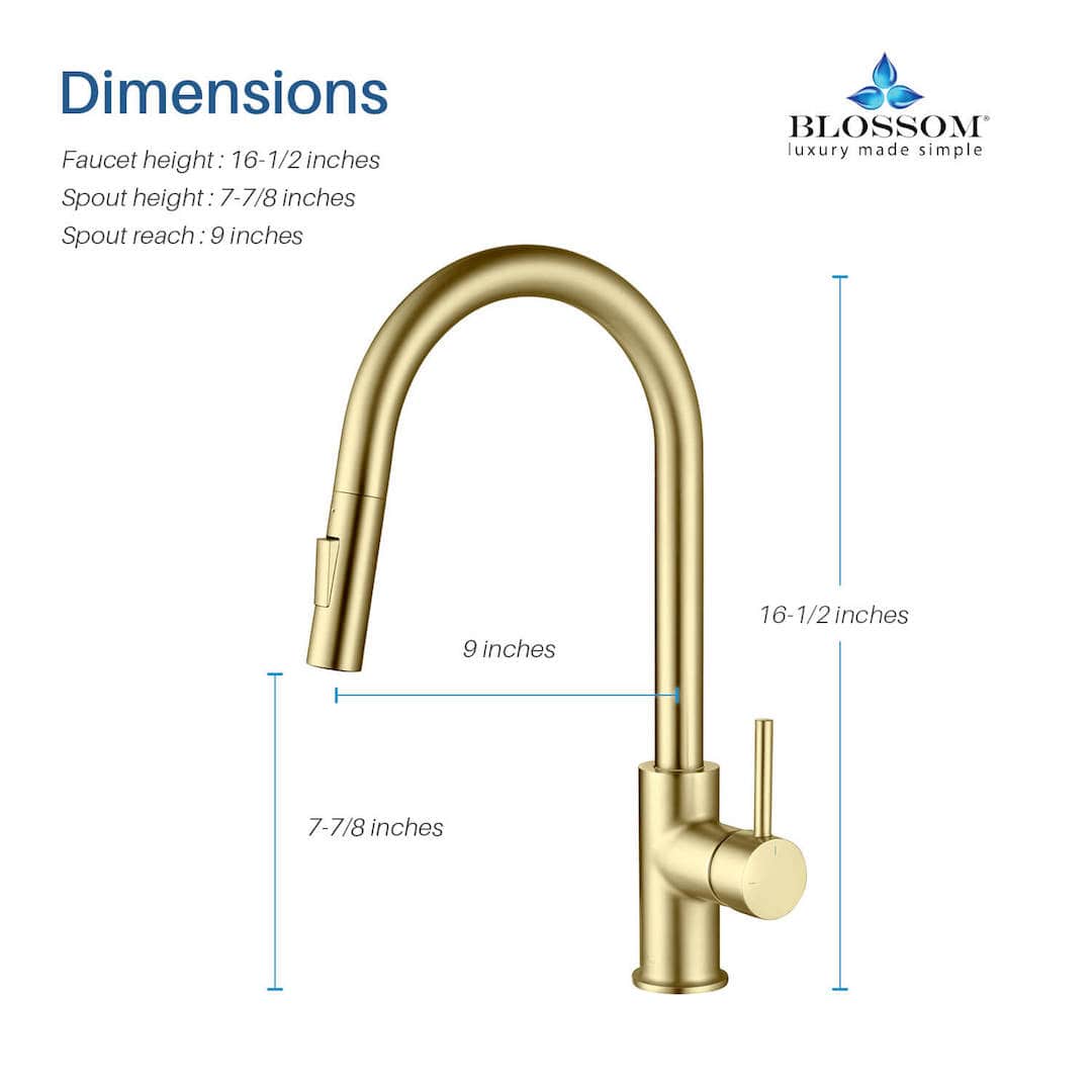 Kitchen Faucet - Single Handle Pull Down Kitchen Faucet - Brush Gold - Molaix842708117617Kitchen FaucetF01 206 06