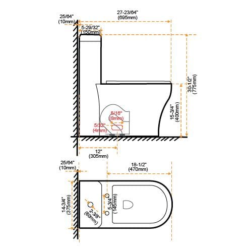 One Piece Elongated Bowl Push Button Flush Toilet - DSW-1EP76W - Molaix601946608116ToiletsDSW-1EP76W