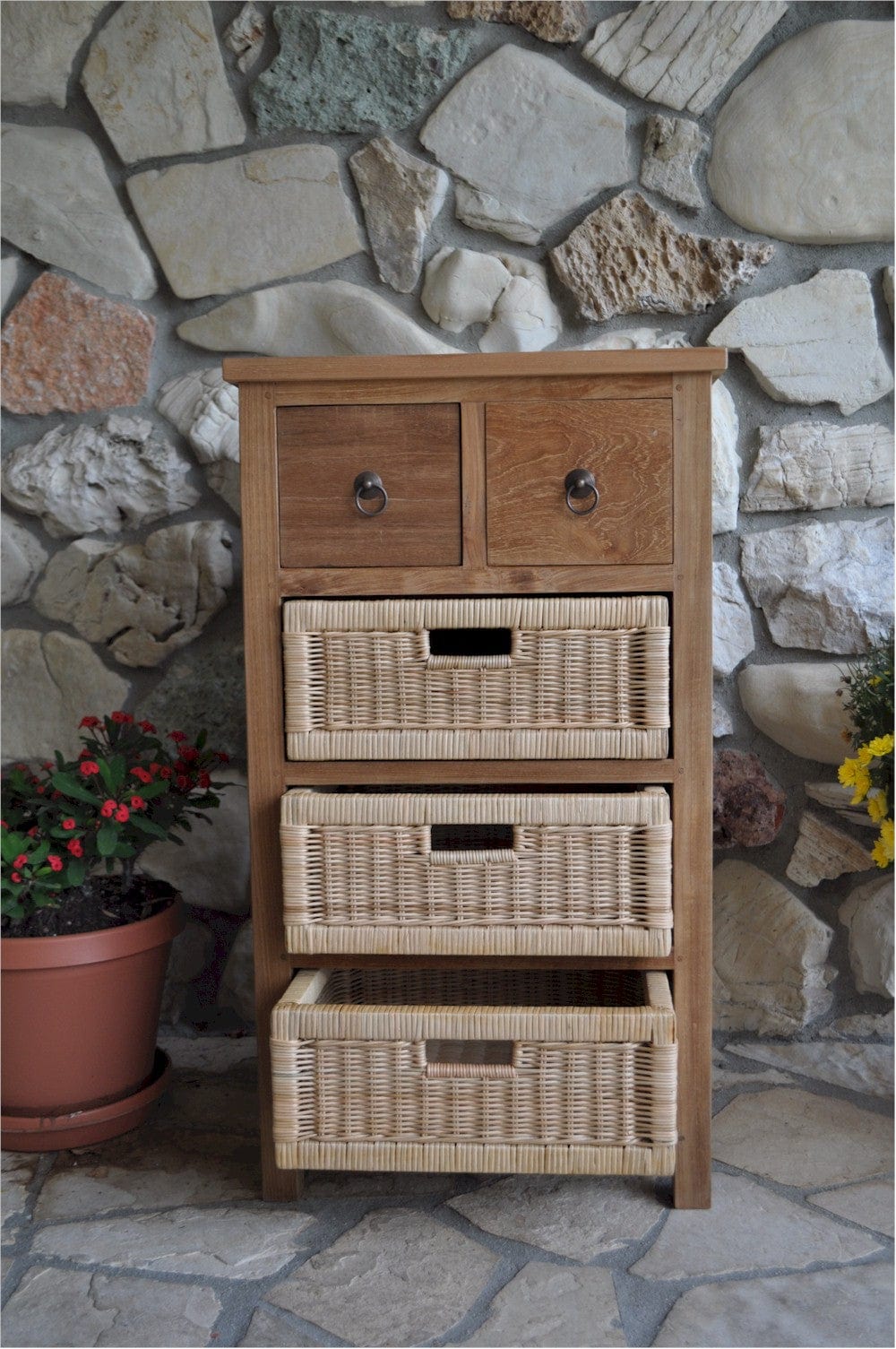 Safari Occasional Table w/ Drawer & Rattan Baskets - Molaix82045288506TB-2130C
