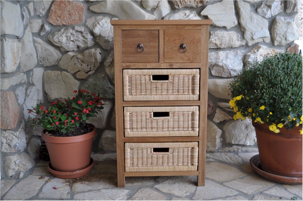 Safari Occasional Table w/ Drawer & Rattan Baskets - Molaix82045288506TB-2130C