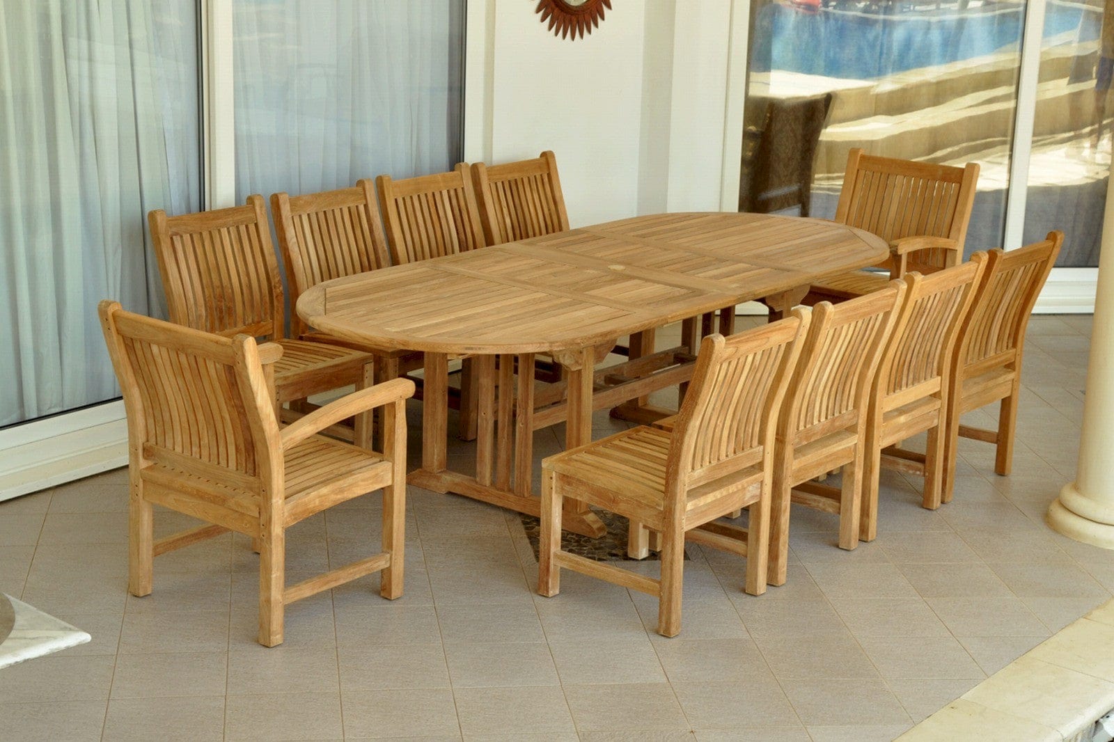 Sahara Dining Side Chair 11-Pieces Oval Dining Set - Molaix82045294286SaharaSet-78